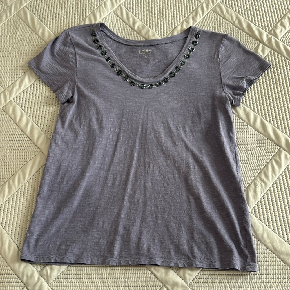 Loft Scoopneck Embellished Tee - Picture 1 of 6